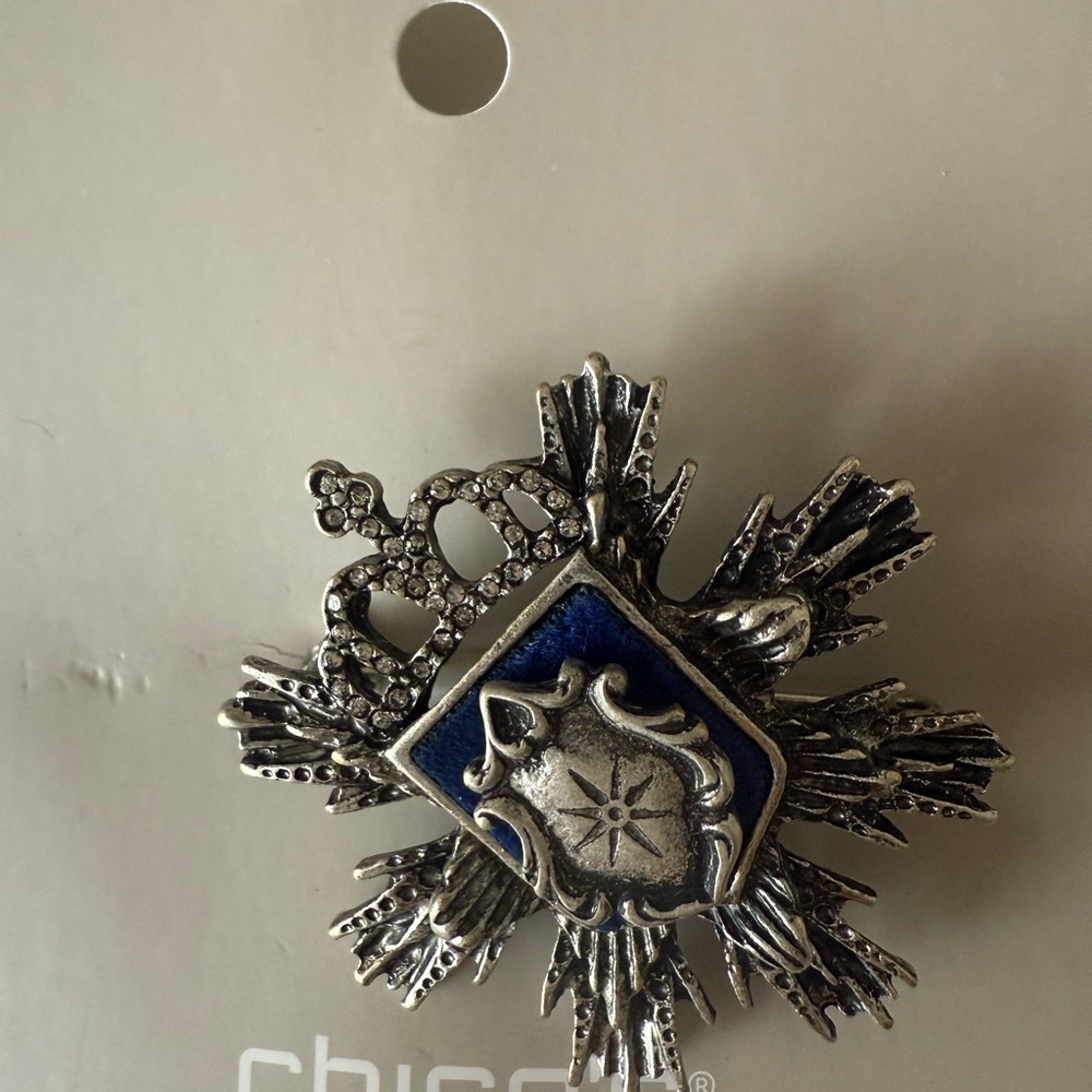Chico's Silver and Blue Brooch